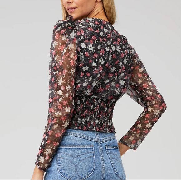 NWT ASTR Floral Print V Neck Long Sleeve Shirt Womens Size XS VARIOUS SI… - Picture 3 of 7